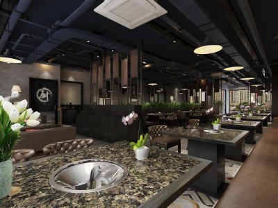 工业风火锅店3D模型下载